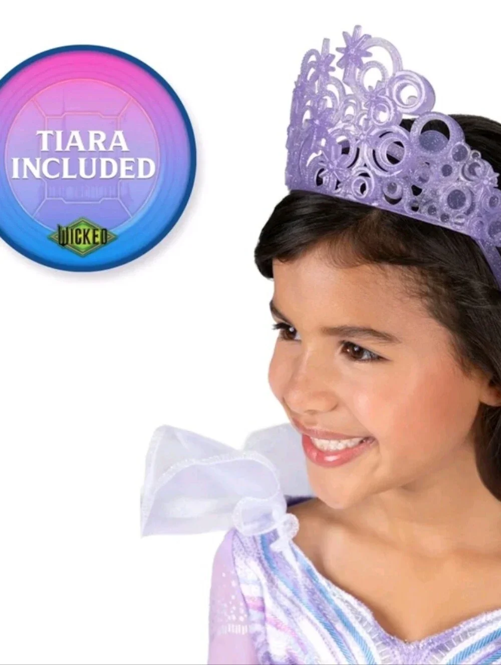 Wicked Deluxe Glinda Costume for Kids Sparkle Dress and Tiara Size 4-6 NWT